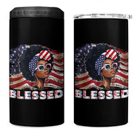 Blessed Black Queen Afro American Flag 4 in 1 Can Cooler Tumbler Patriotic Juneteenth 4th of July
