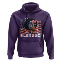 Blessed Black Queen Afro American Flag Hoodie Patriotic Juneteenth 4th of July