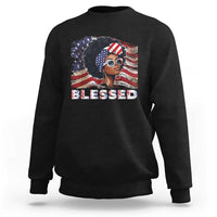 Blessed Black Queen Afro American Flag Sweatshirt Patriotic Juneteenth 4th of July