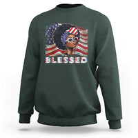Blessed Black Queen Afro American Flag Sweatshirt Patriotic Juneteenth 4th of July