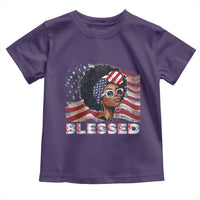 Blessed Black Queen Afro American Flag Toddler T Shirt Patriotic Juneteenth 4th of July