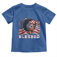 Blessed Black Queen Afro American Flag Toddler T Shirt Patriotic Juneteenth 4th of July