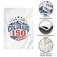 Colorado Rocky Mountains 150th Anniversary Garden Flag Sesquicentennial 1876 2026 Patriotic Graphic
