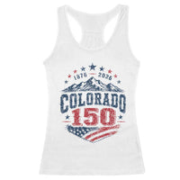 Colorado Rocky Mountains 150th Anniversary Racerback Tank Top Sesquicentennial 1876 2026 Patriotic Graphic
