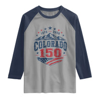 Colorado Rocky Mountains 150th Anniversary Raglan Shirt Sesquicentennial 1876 2026 Patriotic Graphic