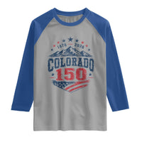 Colorado Rocky Mountains 150th Anniversary Raglan Shirt Sesquicentennial 1876 2026 Patriotic Graphic
