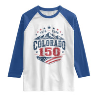 Colorado Rocky Mountains 150th Anniversary Raglan Shirt Sesquicentennial 1876 2026 Patriotic Graphic