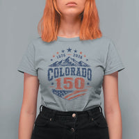 Colorado Rocky Mountains 150th Anniversary T Shirt For Women Sesquicentennial 1876 2026 Patriotic Graphic