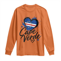 Cape Verde Flag Heart Long Sleeve Shirt Cabo Verde Pride Verdean Love