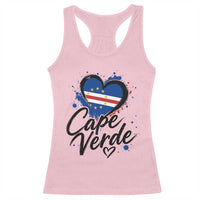 Cape Verde Flag Heart Racerback Tank Top Cabo Verde Pride Verdean Love
