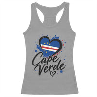Cape Verde Flag Heart Racerback Tank Top Cabo Verde Pride Verdean Love