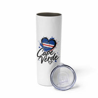 Cape Verde Flag Heart Skinny Tumbler Cabo Verde Pride Verdean Love