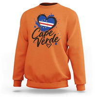 Cape Verde Flag Heart Sweatshirt Cabo Verde Pride Verdean Love