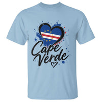 Cape Verde Flag Heart T Shirt Cabo Verde Pride Verdean Love