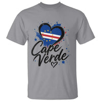 Cape Verde Flag Heart T Shirt Cabo Verde Pride Verdean Love