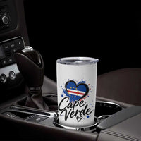 Cape Verde Flag Heart Tumbler Cup Cabo Verde Pride Verdean Love