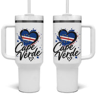 Cape Verde Flag Heart Tumbler With Handle Cabo Verde Pride Verdean Love