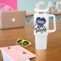 Cape Verde Flag Heart Tumbler With Handle Cabo Verde Pride Verdean Love