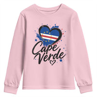 Cape Verde Flag Heart Youth Sweatshirt Cabo Verde Pride Verdean Love