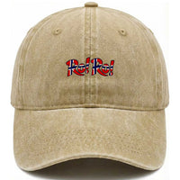 Funny Norway Flag Ro Ro Typography Graphic Washed Cotton Baseball Cap Norge Norwegian Flag Football Fans