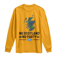 No Scotland No Party Tartan Plaid and Map Long Sleeve Shirt Vintage Scottish Football Supporter Sports Fans Spirit