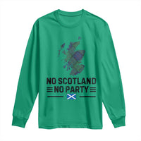 No Scotland No Party Tartan Plaid and Map Long Sleeve Shirt Vintage Scottish Football Supporter Sports Fans Spirit