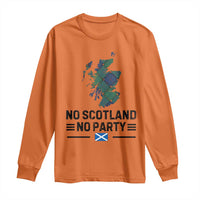 No Scotland No Party Tartan Plaid and Map Long Sleeve Shirt Vintage Scottish Football Supporter Sports Fans Spirit