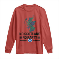 No Scotland No Party Tartan Plaid and Map Long Sleeve Shirt Vintage Scottish Football Supporter Sports Fans Spirit