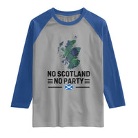 No Scotland No Party Tartan Plaid and Map Raglan Shirt Vintage Scottish Football Supporter Sports Fans Spirit