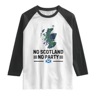 No Scotland No Party Tartan Plaid and Map Raglan Shirt Vintage Scottish Football Supporter Sports Fans Spirit