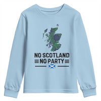 No Scotland No Party Tartan Plaid and Map Youth Sweatshirt Vintage Scottish Football Supporter Sports Fans Spirit