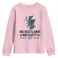 No Scotland No Party Tartan Plaid and Map Youth Sweatshirt Vintage Scottish Football Supporter Sports Fans Spirit