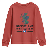No Scotland No Party Tartan Plaid and Map Youth Sweatshirt Vintage Scottish Football Supporter Sports Fans Spirit