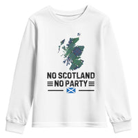 No Scotland No Party Tartan Plaid and Map Youth Sweatshirt Vintage Scottish Football Supporter Sports Fans Spirit