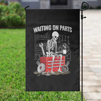 Waiting On Parts Skeleton Mechanic Garden Flag Funny Sarcastic Auto Garage Repair Tech