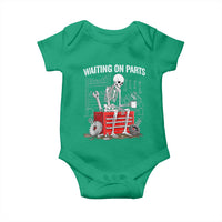 Waiting On Parts Skeleton Mechanic Baby Onesie Funny Sarcastic Auto Garage Repair Tech