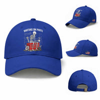 Waiting On Parts Skeleton Mechanic Baseball Cap Funny Sarcastic Auto Garage Repair Tech