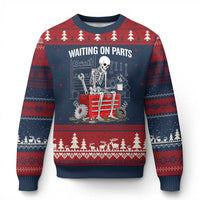 Waiting On Parts Skeleton Mechanic Ugly Christmas Sweater Funny Sarcastic Auto Garage Repair Tech