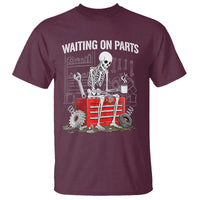 Waiting On Parts Skeleton Mechanic T Shirt Funny Sarcastic Auto Garage Repair Tech