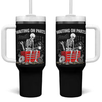 Waiting On Parts Skeleton Mechanic Tumbler With Handle Funny Sarcastic Auto Garage Repair Tech