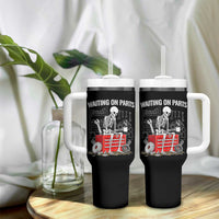 Waiting On Parts Skeleton Mechanic Tumbler With Handle Funny Sarcastic Auto Garage Repair Tech