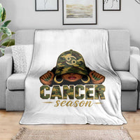 Zodiac Queen Cancer Season Retro Camo Camouflage Graphic Throw Blanket June July Horoscope Birthday Gift Melanin Women