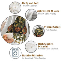 Zodiac Queen Cancer Season Retro Camo Camouflage Graphic Throw Blanket June July Horoscope Birthday Gift Melanin Women