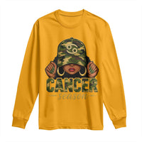 Zodiac Queen Cancer Season Retro Camo Camouflage Graphic Long Sleeve Shirt June July Horoscope Birthday Gift Melanin Women