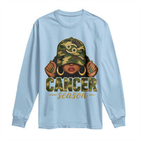 Zodiac Queen Cancer Season Retro Camo Camouflage Graphic Long Sleeve Shirt June July Horoscope Birthday Gift Melanin Women