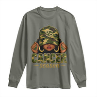 Zodiac Queen Cancer Season Retro Camo Camouflage Graphic Long Sleeve Shirt June July Horoscope Birthday Gift Melanin Women