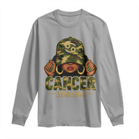 Zodiac Queen Cancer Season Retro Camo Camouflage Graphic Long Sleeve Shirt June July Horoscope Birthday Gift Melanin Women