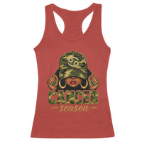 Zodiac Queen Cancer Season Retro Camo Camouflage Graphic Racerback Tank Top June July Horoscope Birthday Gift Melanin Women