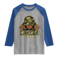 Zodiac Queen Cancer Season Retro Camo Camouflage Graphic Raglan Shirt June July Horoscope Birthday Gift Melanin Women