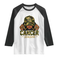 Zodiac Queen Cancer Season Retro Camo Camouflage Graphic Raglan Shirt June July Horoscope Birthday Gift Melanin Women
